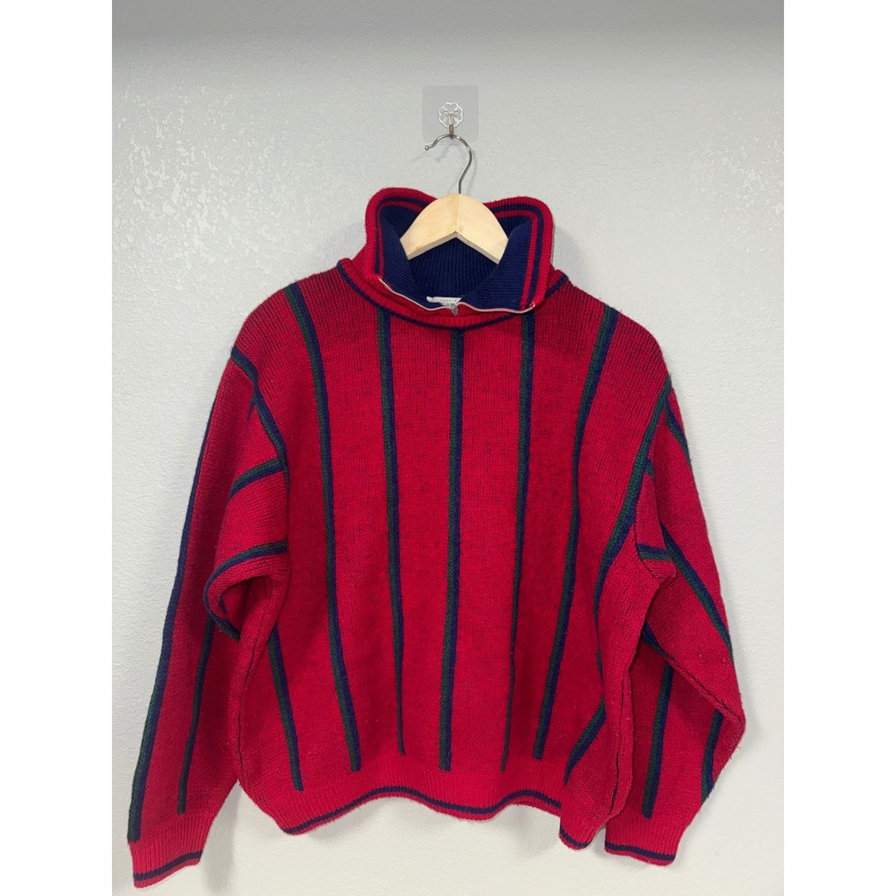 United Colors of Benetton VintageMock Neck Zip Sweater Made in Italy